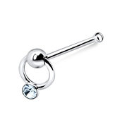 Stone Ring Silver Bone Nose Stud NSKD-40